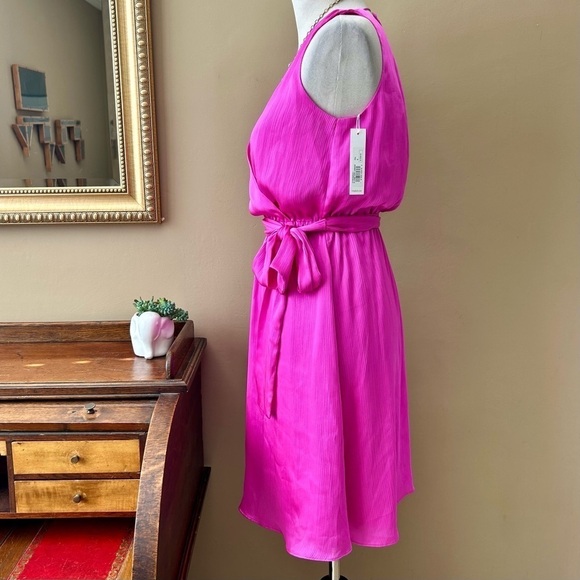 Trina Turk Pink Planetary Mini Dress Faux Wrap Sash Belt Size Small NWT - Picture 10 of 12